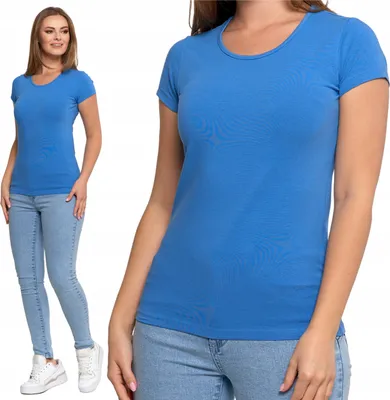 Zdjęcie produktu dla Damska koszulka klasyczna Jednokolorowa bluzka z krótkim rękawem MORAJ 4XL