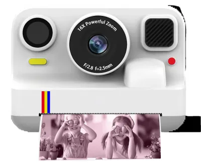 Image de Appareil photo pour enfants, vidéo 1080P, impression instantanée, blanc, avec carte mémoire de 32 Go