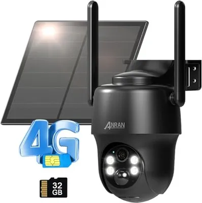 Produktbild von ANRAN 2K 3G/4G LTE Überwachungskamera Outdoor Batterie SIM -Karte + 32 GB SD -Karte, 360 ° drahtloser Solarpanel, PIR -Bewegungserkennung, Nacht