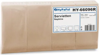 Produktbild von Hypafol Servietten Braun 33 x 33 cm | 250 Stück | 2-lagig | Recycling | 1/8-Buchfalz | Gastronomie & Buffet