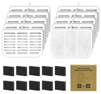 Immagine prodotto di Kit di ricambi per filtro Katzenbrunnen, compatibile con E VERSWEET MAX 3L: 10 filtri principali + 10 spugne
