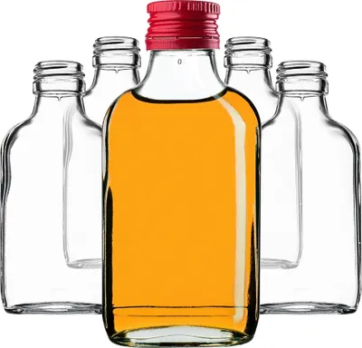 Produktbild von KADAX Flachmannflasche 100 ml mit rotem Verschluss, 100 Stück.