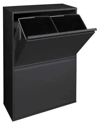 Immagine prodotto di Contenitore per la raccolta differenziata - Contenitore per rifiuti - Bidone per rifiuti - Sistema di separazione dei rifiuti - Nero - 4 scomparti, capacità 4 x 17 litri (68 litri)