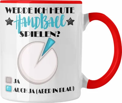 Produktbild von Trendation - Handball Tasse Geschenk für Handball Spieler Werde ich Heute Handball Spielen  (Rot)