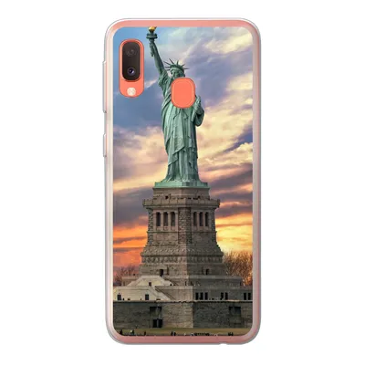 Produktbild von MuchoWow® Handyhülle Schutzhülle Hülle für Samsung Galaxy A20e Freiheitsstatue in New York bei Sonnenuntergang Silikon Softcase Handy Hülle - Abdeckung