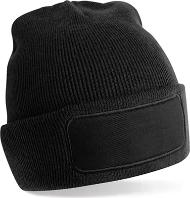Produktbild von Beechfield B445R | Recycled Original Patch Beanie - 100% recycelter Polyester - Farbe: Black - Größe: One Size