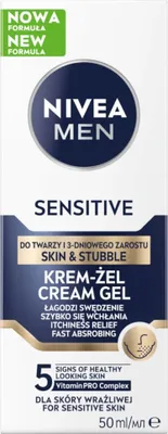 Produktbild von Nivea Men Sensitive krem-żel do twarzy i 3-dniowego zarostu, 50 ml