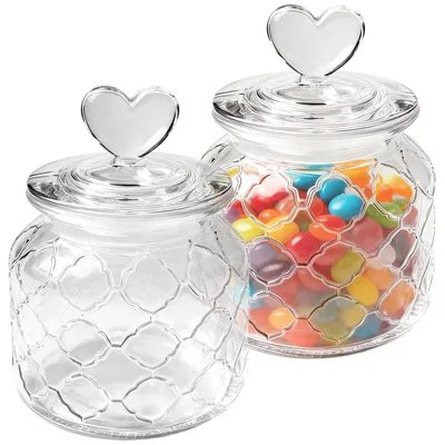 2er-Set Bonbongläser 650 ml, herzförmig, luftdicht, Drehverschluss