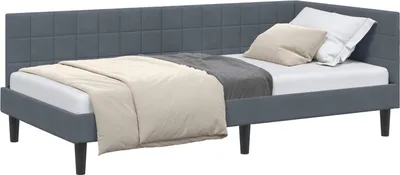 Obrázek produktu pro vidaXL Rohový rám postele s čelem tmavě šedý 90 cm x 190 cm sametový