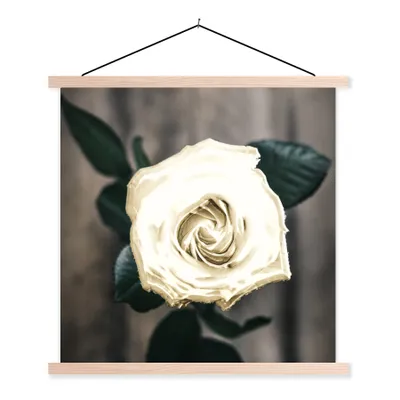 Produktbild von MuchoWow® Textilposter Rose - Blumen - Blätter 120x120 cm mit holzfarbenen Rahmen - Textil-Poster