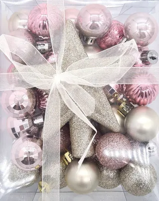 Produktbild von 30 Christbaumkugel Ø3cm Weihnachtskugel Set Bruchfest Weihnachtsstern Baumschmuck Rosa/Silber