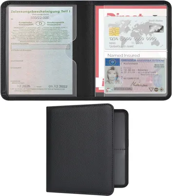 Imagen del producto de Organizador de documentos para el coche, fabricado en cuero sintético (PU), compacto, ideal para guardar documentos del vehículo, unidad individual, diseñado para su uso en el interior del automóvil