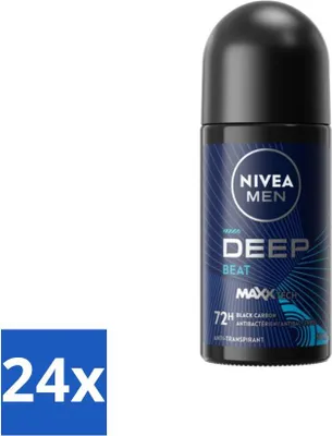 Productafbeelding van Nivea Men Deodorant Roller Deep Beat, 48 uur langwerkend, 50 ml - Voordeelverpakking - 24 stuks