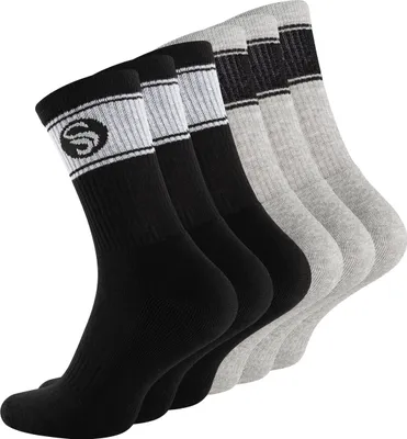 Produktbild von Stark Soul® 6 Paar Sportsocken im RETRO Design - Frotteesohle 43-46 schwarz/grau