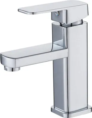 Produktbild von ZOLTA Rechteckiger Waschtischmischer für Badezimmer - Höhe 30 cm - Keramikkopf - Messing - KorrosionsGeschützt - Eingebauter Luftsprudler - Silber