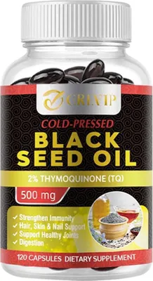 Image de Black Seed Oil 500mg (120 capsules) Complément alimentaire, peau, cheveux, ongles, articulations, système immunitaire, digestion