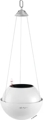 Produktbild von LECHUZA-Pflanzgefäß BOLA Color 23 Weiß | Hängeampel mit Bewässerungssystem und Pflanzeinsatz | matte Oberfläche | Ø 23 x 18 cm | 16760