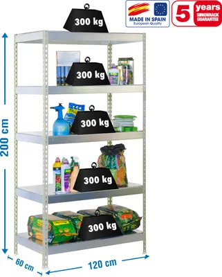 Produktbild von Metallregal BRICOFORTE 1206-5 METAL GALVA/GALVA