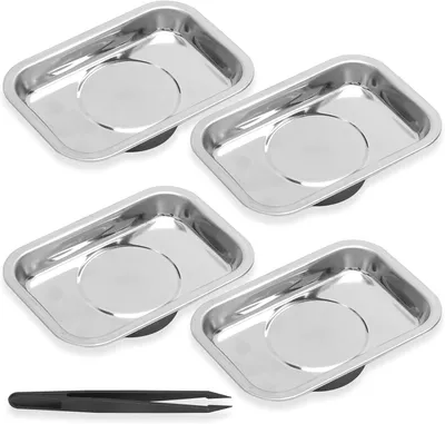 Imagen del producto de Cuatro soportes magnéticos de acero inoxidable, de 93 mm, para tornillos y clavos