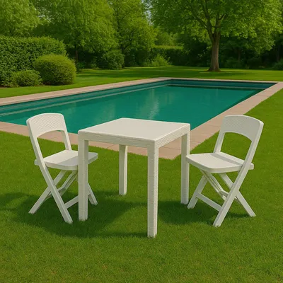 Produktbild von Dmora Garten-Set Falconara Weiß: 2-Sitzer, 1 Tisch