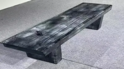 Produktbild von Moderne schwarze Bank aus karbonisiertem Holz Holzbank Schwarze Bank
