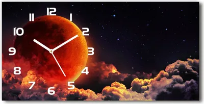 Produktbild von Wanduhr aus Glas – 60x30 cm - Glasbild - Glasuhr - Gehärtetes Glas - weisse-zeiger - Mondfinsternis