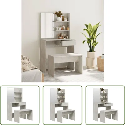 Produktbild von The Living Store Schminktisch-Set Betongrau 74,5x40x141 cm