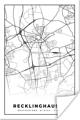 Produktbild von MuchoWow® Poster Karte - Recklinghausen - Karte - Stadtplan 120x180 cm - Kunstposter