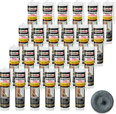 Produktbild von Isolbau Zement-Fix 24 x 300 ml Dunkelgrau Express Reperaturmörtel - Dichtungsmasse für Fugen & Risse im Innen- & Außenbereich, Kartusche