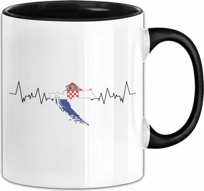 Produktbild von Kroatische Flagge Tasse Geschenk Herzschlag Kroatien (Schwarz)