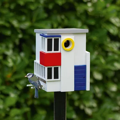 Image de Wildlife Garden WG1124 Multiholk De Stijl : Maison à oiseaux combinée, abri et nichoir, en bois