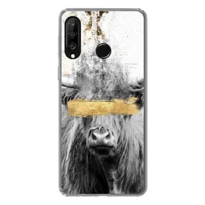 Produktbild von MuchoWow® Handyhülle Schutzhülle Hülle für Huawei P30 Lite Schottischer Highlander - Gold - Abstrakt Silikon Softcase Handy Hülle - Handyhülle