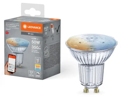 Zdjęcie produktu dla LEDVANCE 00217493, Inteligentne żarówki, Wi-Fi, Stal nierdzewna, GU10, Ciepłe białe, 2700 K