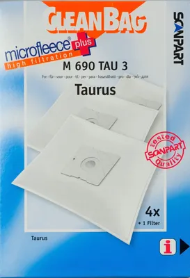 Produktbild von Cleanbag Staubsaugerbeutel 4 Stück + 1 Filter, für Taurus, Nr. M690TAU3