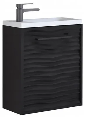 Zdjęcie produktu dla Wisząca szafka Łazienkowa z Umywalką 40 cm Czarny Grafit MDF