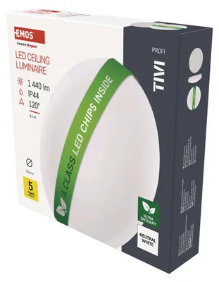 LED přisazené svítidlo TIVI, A CLASS, kruhové bílé 8,6W, IP44, neutrální bílá