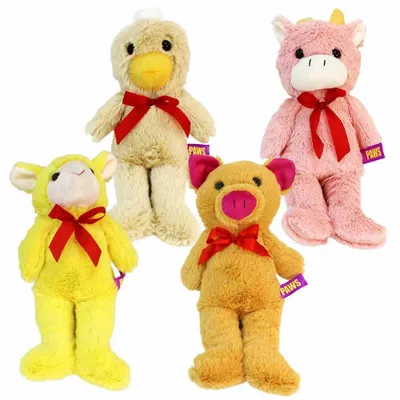 Immagine prodotto di 4 peluche di animali da fattoria con fiocco, circa 32 cm