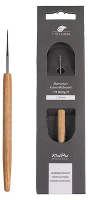 Produktbild von Pro Lana KnitPro NATURAL Aluminium Häkelnadel mit Birkenholzgriff 0,5 - 12 mm Durchmesser 1.0 mm