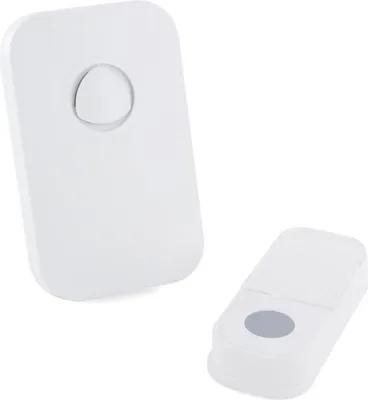 Obrázek produktu pro Zvonek, CHACON, bezdrátový, napájený bateriemi, dosah 120 m, bílý, 38 melodií, 80 dB