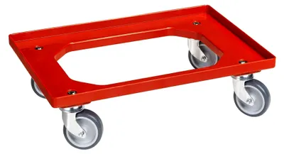 Produktbild von Transportroller für Kisten 60 x 40 cm mit 4 Lenkrollen in rot