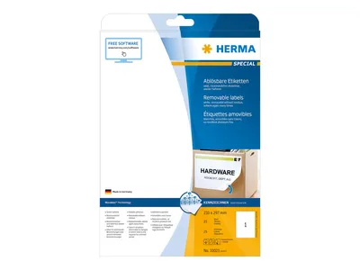 Obrázek produktu pro HERMA Special - papír - matný - samolepicí, odnímatelné lepidlo - bílý - A4 (210 x 297 mm)