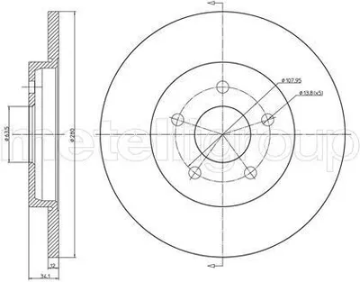 Produktbild von 2x METELLI Bremsscheibe 23-0683C für FORD MONDEO III Kombi (BWY) 34 0mm 280 0mm