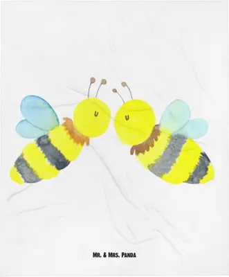 Produktbild von Mr. & Mrs. Panda Babydecke Biene Liebe - Weiß - Geschenk, Plaid, Erstlingsdecke, Fleecedecke, Kinderdecke, Schlummerdecke