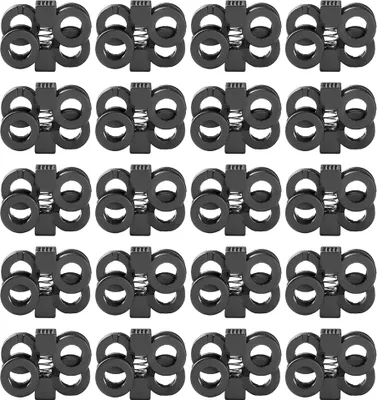 Produktbild von 20 Stück Kordelstopper aus Kunststoff, Metallfederclip für Kordelzug, Kleidung, Schnürsenkel, Rucksack, Schlüsselband