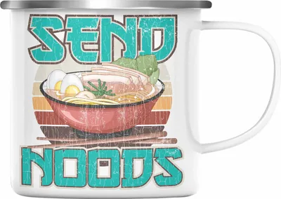 Produktbild von Trendation -  Anime Emaille Tasse Geschenk Spruch Emaille Emaille Tasse Geschenke Deko Anme Fan Send Noods (Silber)