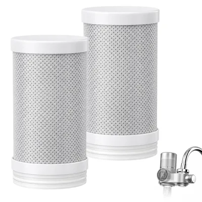 Imagen del producto de Filtro de agua para grifo, cartucho filtrante de carbón activado, 2 unidades, para agua potable limpia