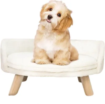 Imagen del producto de Cama para mascotas Deluxe: Elevada sobre patas, con suave peluche, cojín resistente al agua, lavable, cómoda y resistente
