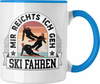 Produktbild von Trendation - Ski Tasse Geschenk Lustiger Spruch Mir Reichts Ich Geh Ski Fahren Becher Geschenkidee Skifahrer (Blau)