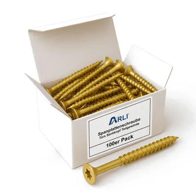 Produktbild von ARLI 100x 4x45 mm Spanplattenschrauben Torx TX20 Senkkopf Teilgewinde Stahl gelb verzinkt