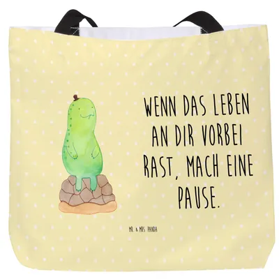 Produktbild von Mr. & Mrs. Panda Schultasche Schildkröte Pause - Gelb Pastell - Geschenk, Stoffbeutel, Achtsam, Beutel, Tote Bag, Tasche, Achtsamkeit, Reisetasche, Strandtasche